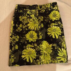 Michael Kors Floral Mini Skirt Black & Yellow Size 4